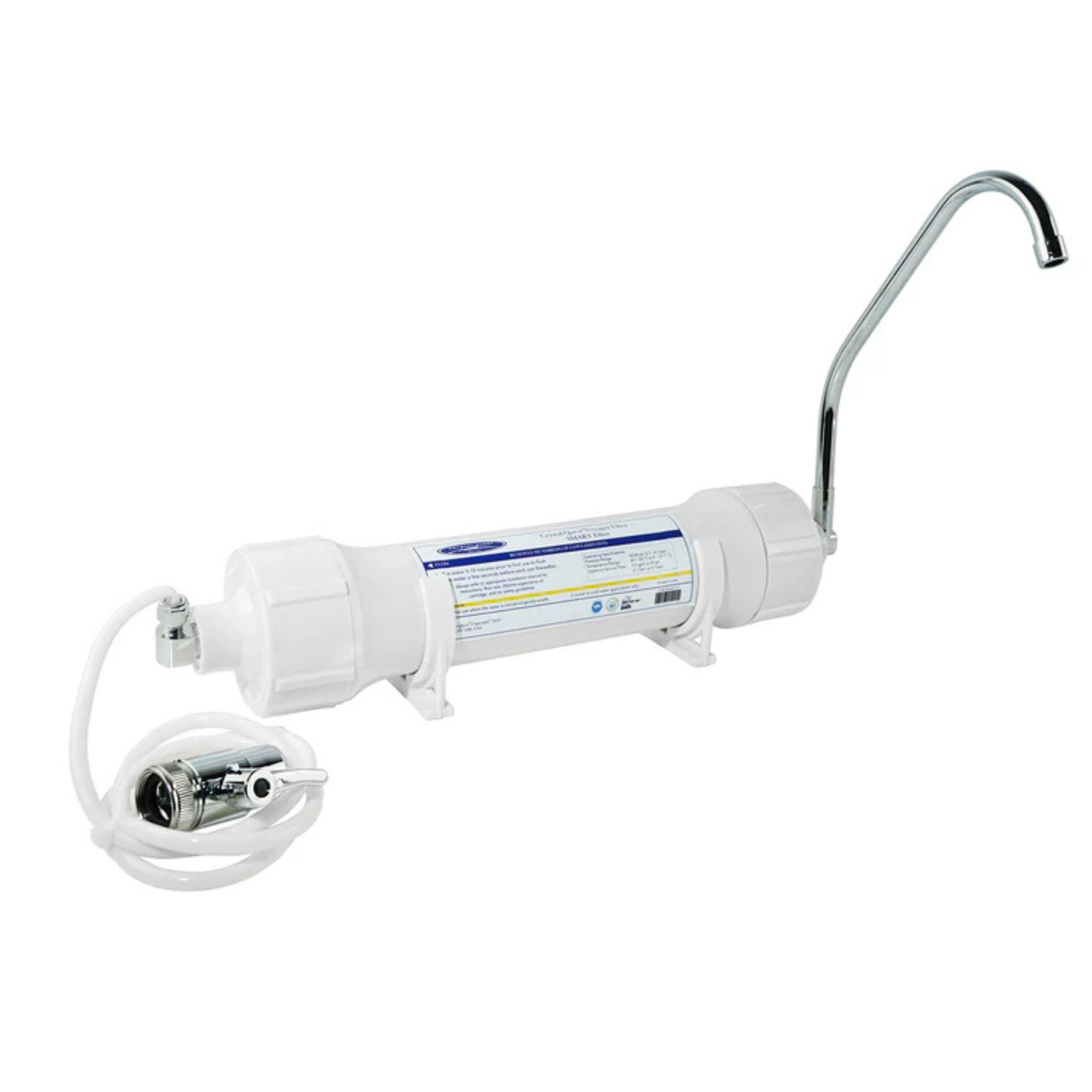 Water filter with faucet on a white background